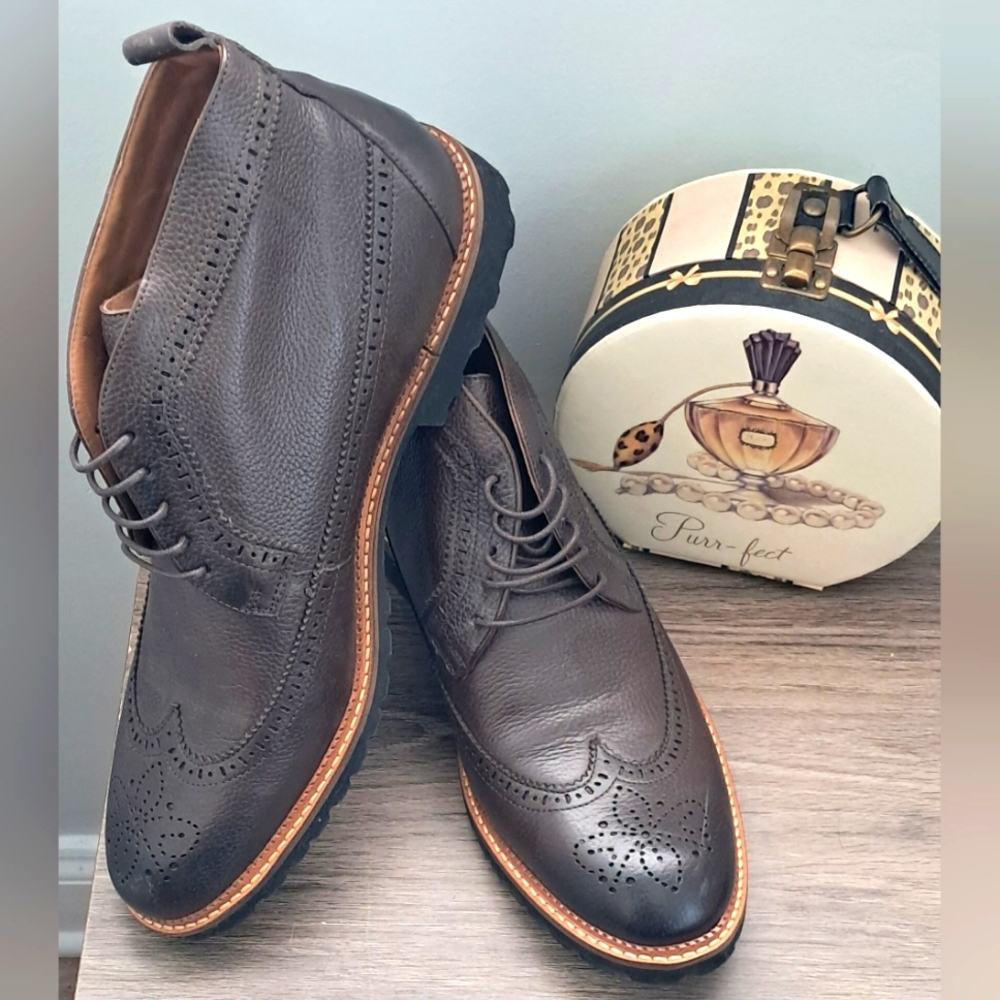 Marc Joseph New York Brown Wingtip Detail Leather Ankle Boot Sz 9 NWOB